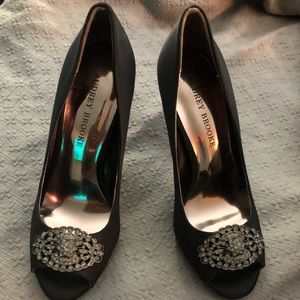 Audrey Brooks black satin heels